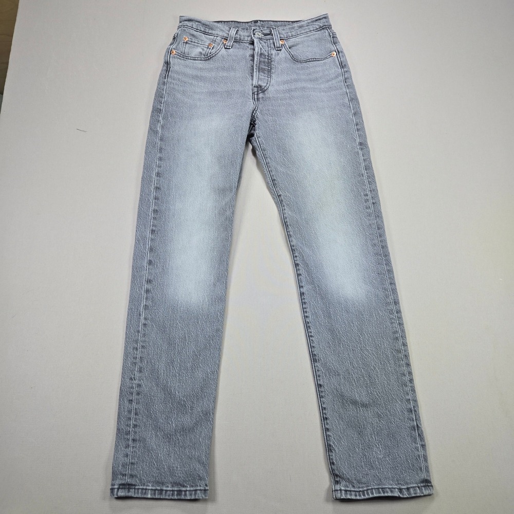Levi Strauss 501 Jeans Mens Womens Grey‎ Button Fly Straight Leg W25 L30